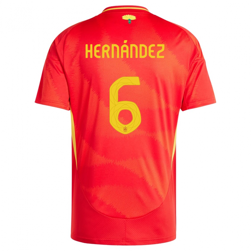 Hombre Camiseta España Gerard Hernandez #6 Rojo 1ª Equipación 24-26 La Camisa México