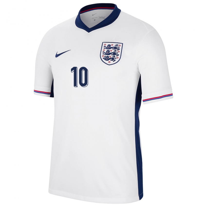 Hombre Camiseta Inglaterra Raheem Sterling #10 Blanco 1ª Equipación 24-26 La Camisa México