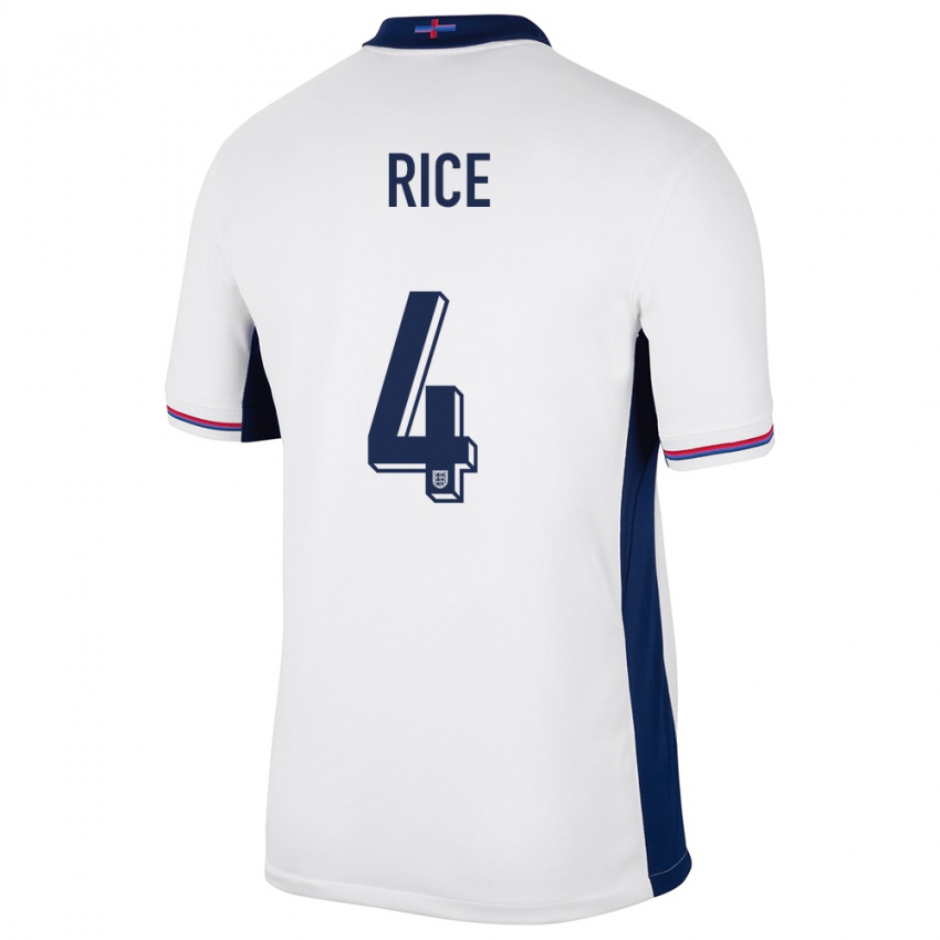 Hombre Camiseta Inglaterra Declan Rice #4 Blanco 1ª Equipación 24-26 La Camisa México