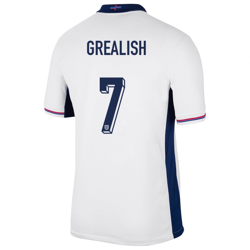 Hombre Camiseta Inglaterra Jack Grealish #7 Blanco 1ª Equipación 24-26 La Camisa México