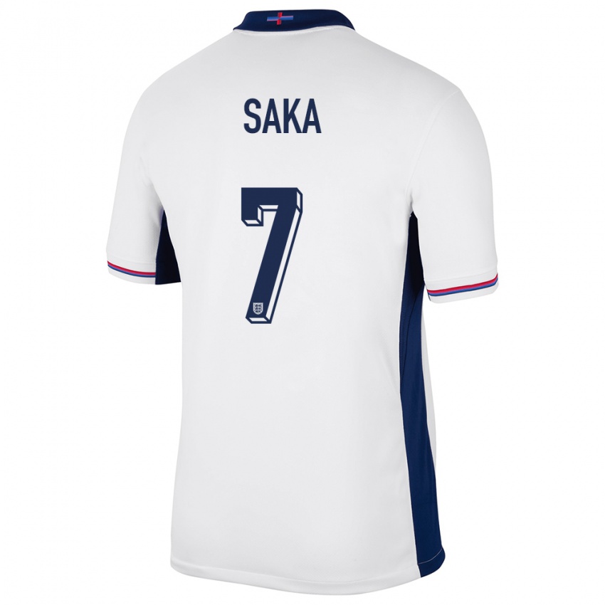 Hombre Camiseta Inglaterra Bukayo Saka #7 Blanco 1ª Equipación 24-26 La Camisa México