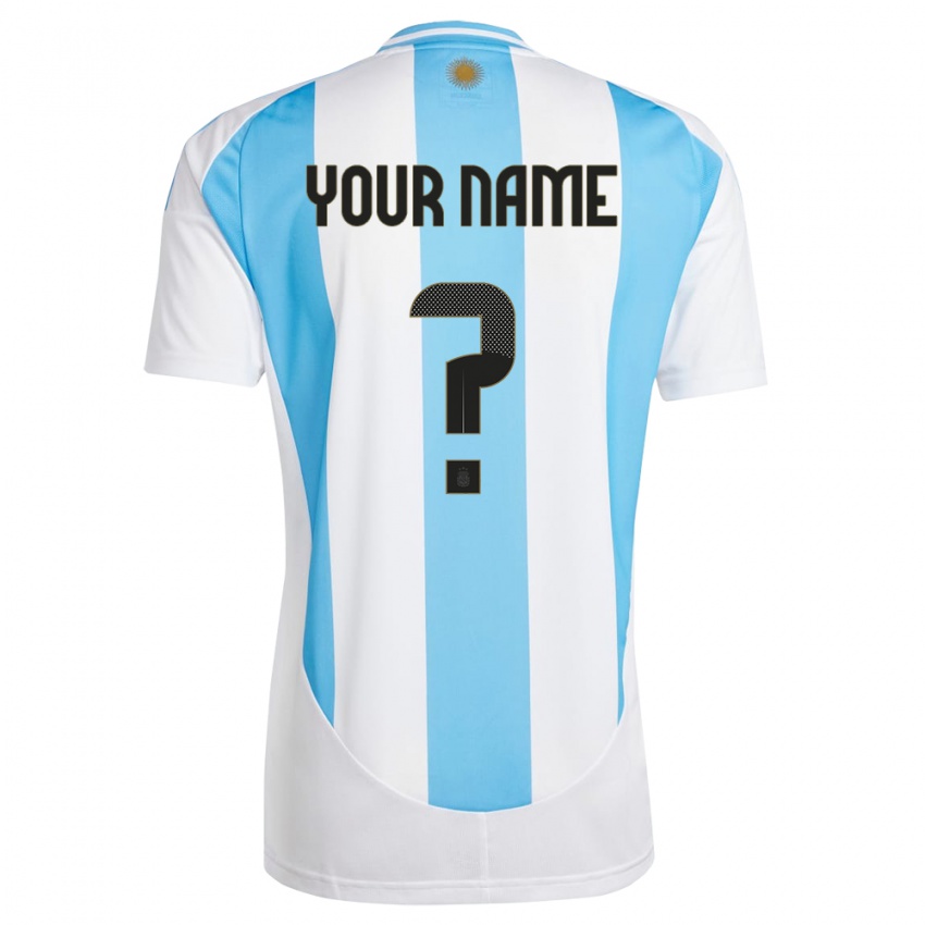 Hombre Camiseta Argentina Su Nombre #0 Blanco Azul 1ª Equipación 24-26 La Camisa México