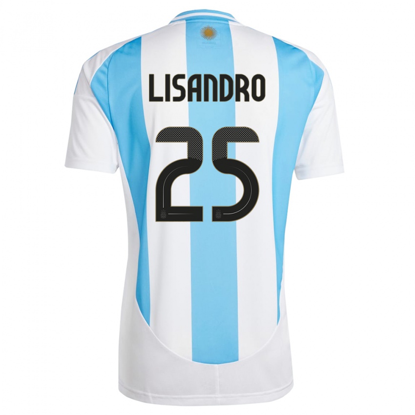 Hombre Camiseta Argentina Lisandro Martinez #25 Blanco Azul 1ª Equipación 24-26 La Camisa México