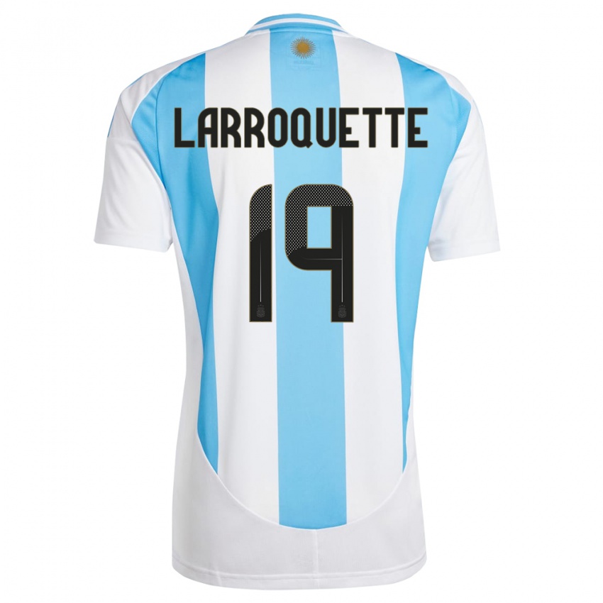 Hombre Camiseta Argentina Mariana Larroquette #19 Blanco Azul 1ª Equipación 24-26 La Camisa México