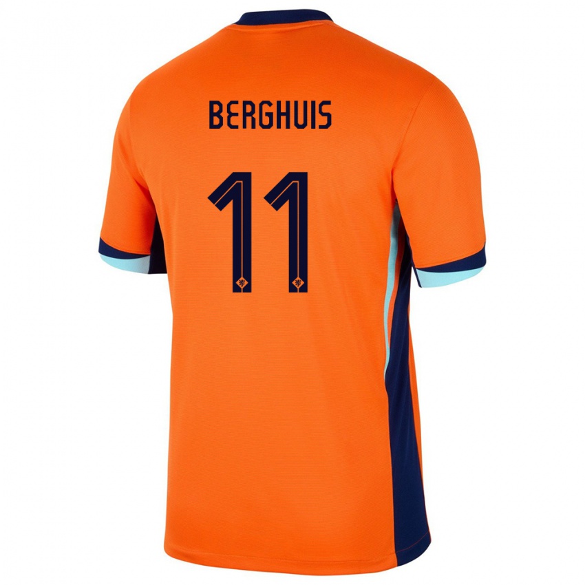 Hombre Camiseta Países Bajos Steven Berghuis #11 Naranja 1ª Equipación 24-26 La Camisa México