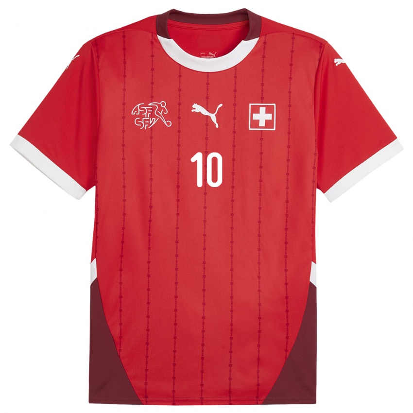 Hombre Camiseta Suiza Ramona Bachmann #10 Rojo 1ª Equipación 24-26 La Camisa México
