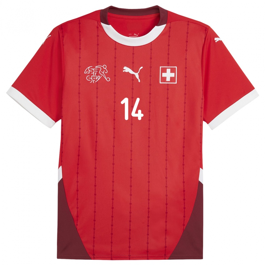 Hombre Camiseta Suiza Severin Ottiger #14 Rojo 1ª Equipación 24-26 La Camisa México
