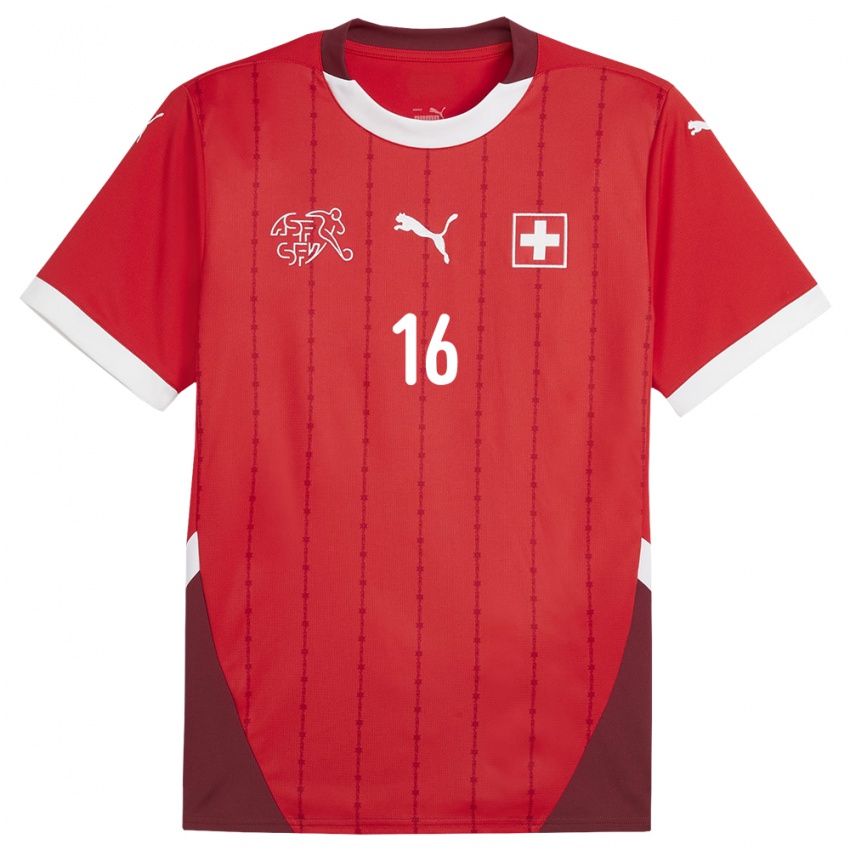 Hombre Camiseta Suiza Sandrine Mauron #16 Rojo 1ª Equipación 24-26 La Camisa México