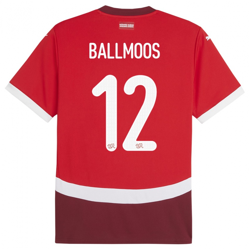 Hombre Camiseta Suiza David Von Ballmoos #12 Rojo 1ª Equipación 24-26 La Camisa México