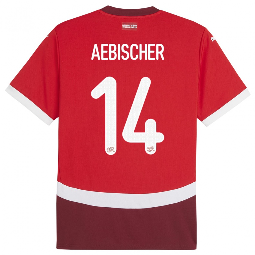 Hombre Camiseta Suiza Michel Aebischer #14 Rojo 1ª Equipación 24-26 La Camisa México