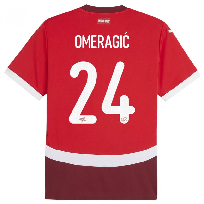 Hombre Camiseta Suiza Becir Omeragic #24 Rojo 1ª Equipación 24-26 La Camisa México