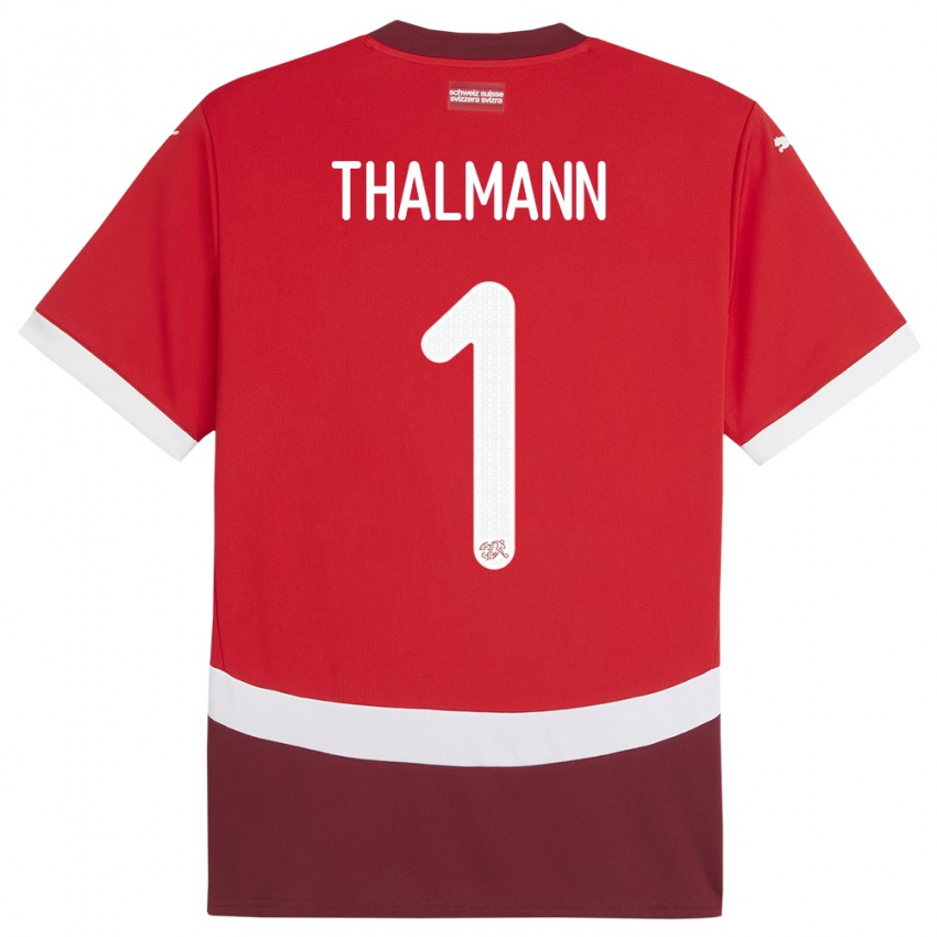 Hombre Camiseta Suiza Gaelle Thalmann #1 Rojo 1ª Equipación 24-26 La Camisa México