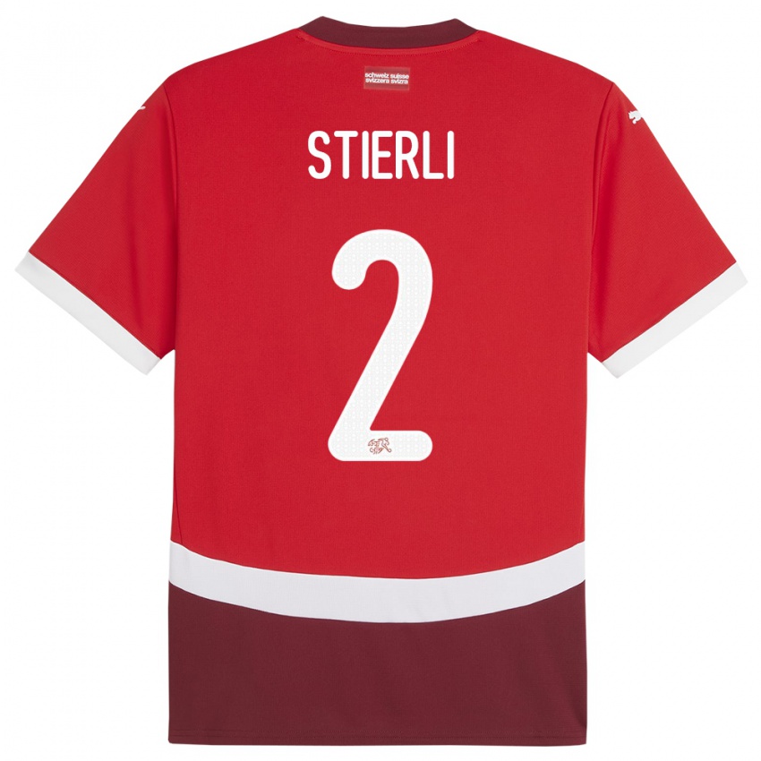 Hombre Camiseta Suiza Julia Stierli #2 Rojo 1ª Equipación 24-26 La Camisa México