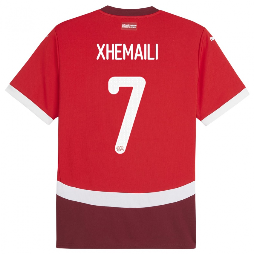 Hombre Camiseta Suiza Riola Xhemaili #7 Rojo 1ª Equipación 24-26 La Camisa México