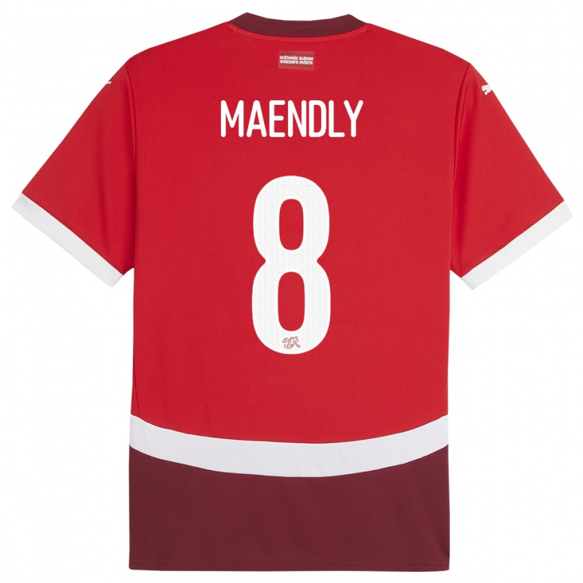 Hombre Camiseta Suiza Sandy Maendly #8 Rojo 1ª Equipación 24-26 La Camisa México