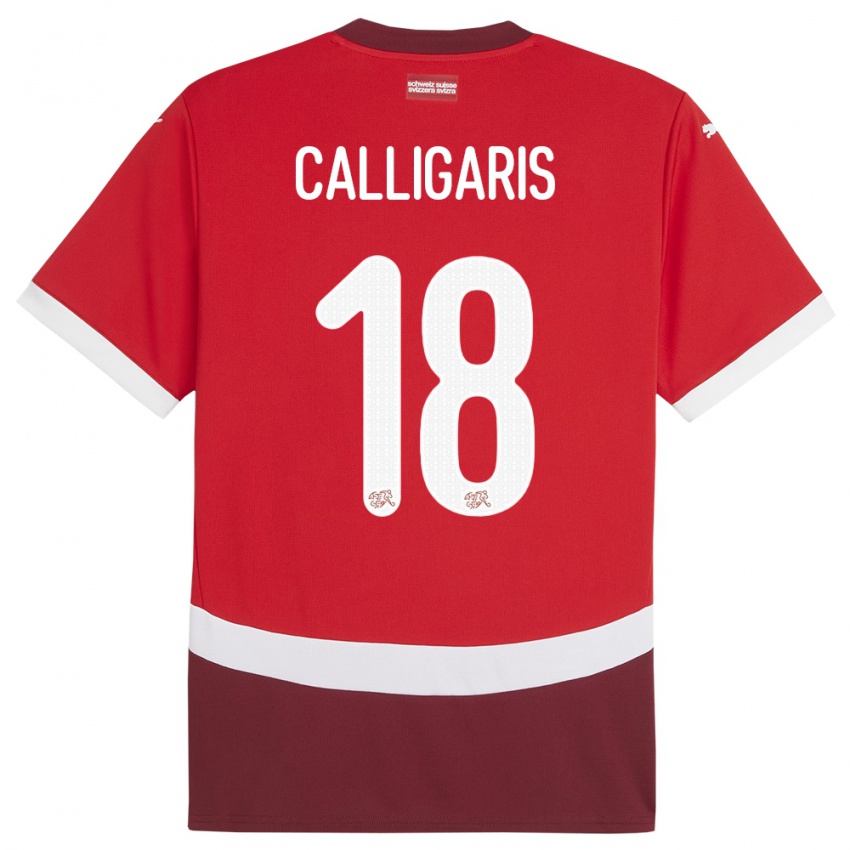 Hombre Camiseta Suiza Viola Calligaris #18 Rojo 1ª Equipación 24-26 La Camisa México