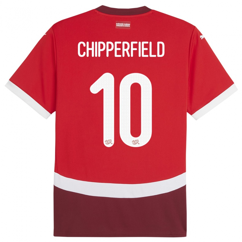 Hombre Camiseta Suiza Liam Chipperfield #10 Rojo 1ª Equipación 24-26 La Camisa México