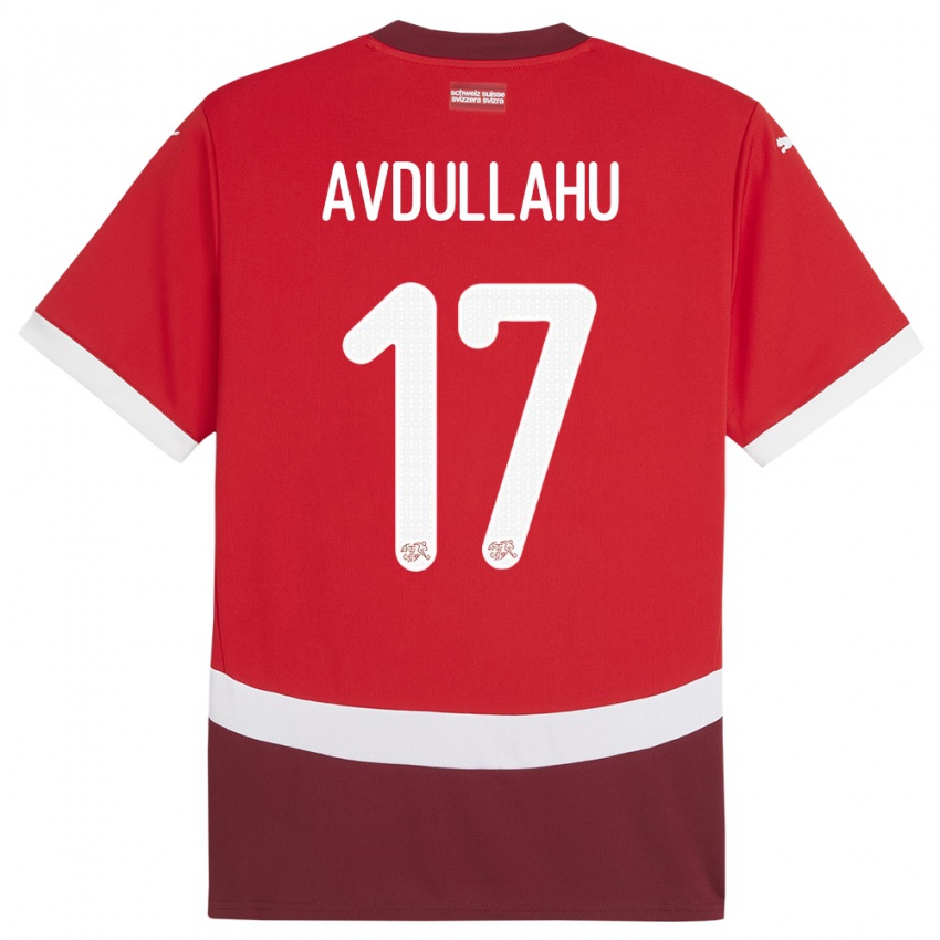 Hombre Camiseta Suiza Leon Avdullahu #17 Rojo 1ª Equipación 24-26 La Camisa México