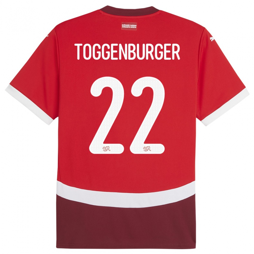 Hombre Camiseta Suiza Nando Toggenburger #22 Rojo 1ª Equipación 24-26 La Camisa México
