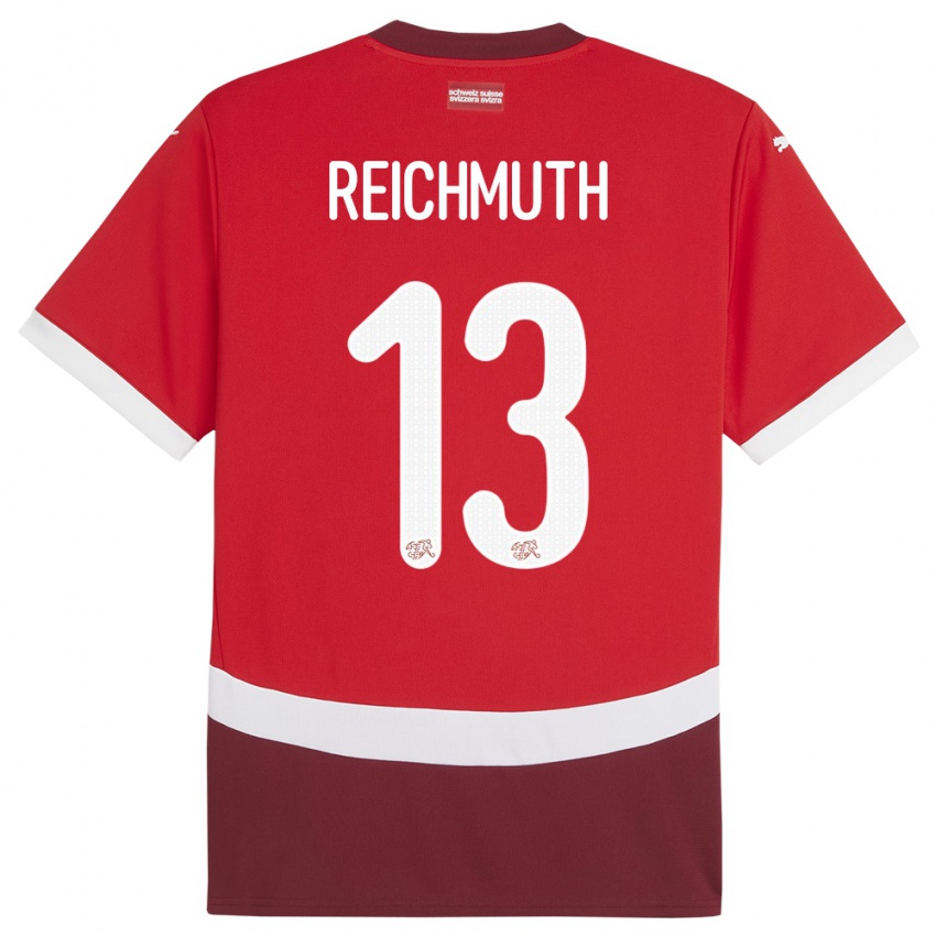 Hombre Camiseta Suiza Miguel Reichmuth #13 Rojo 1ª Equipación 24-26 La Camisa México