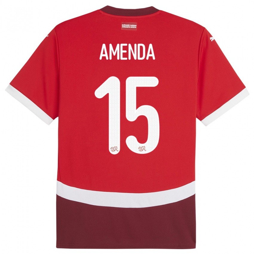 Hombre Camiseta Suiza Aurele Amenda #15 Rojo 1ª Equipación 24-26 La Camisa México