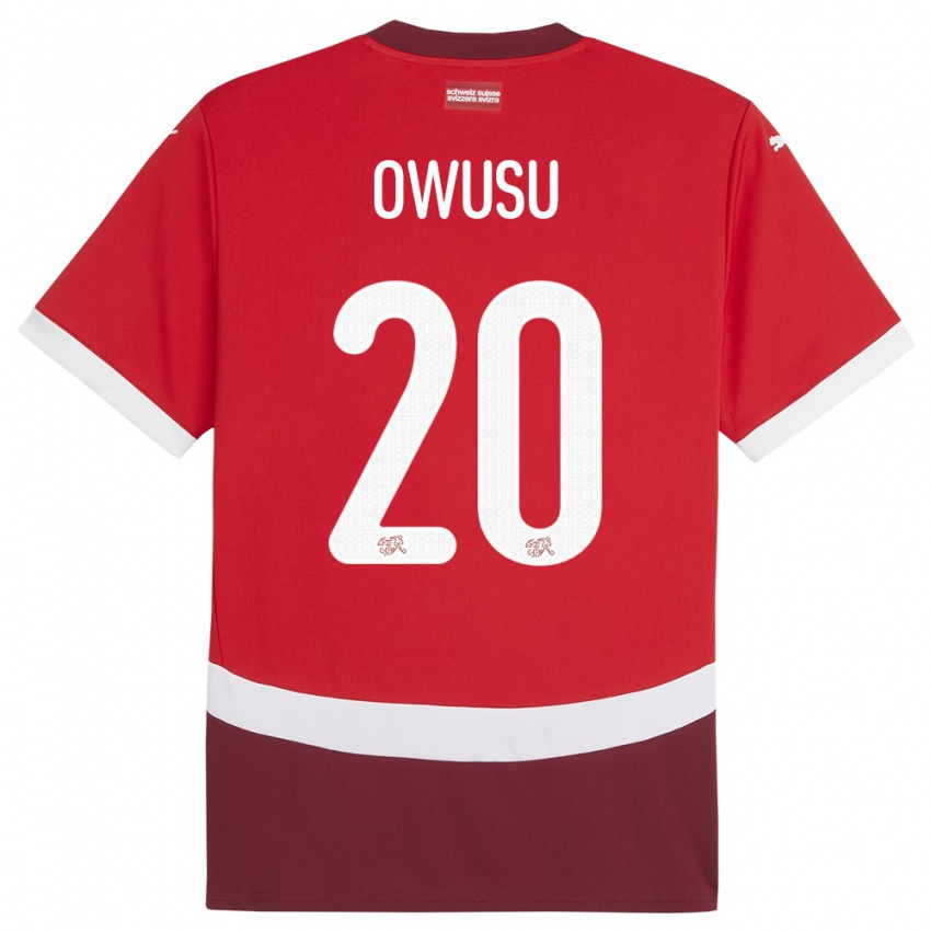 Hombre Camiseta Suiza Tyron Owusu #20 Rojo 1ª Equipación 24-26 La Camisa México