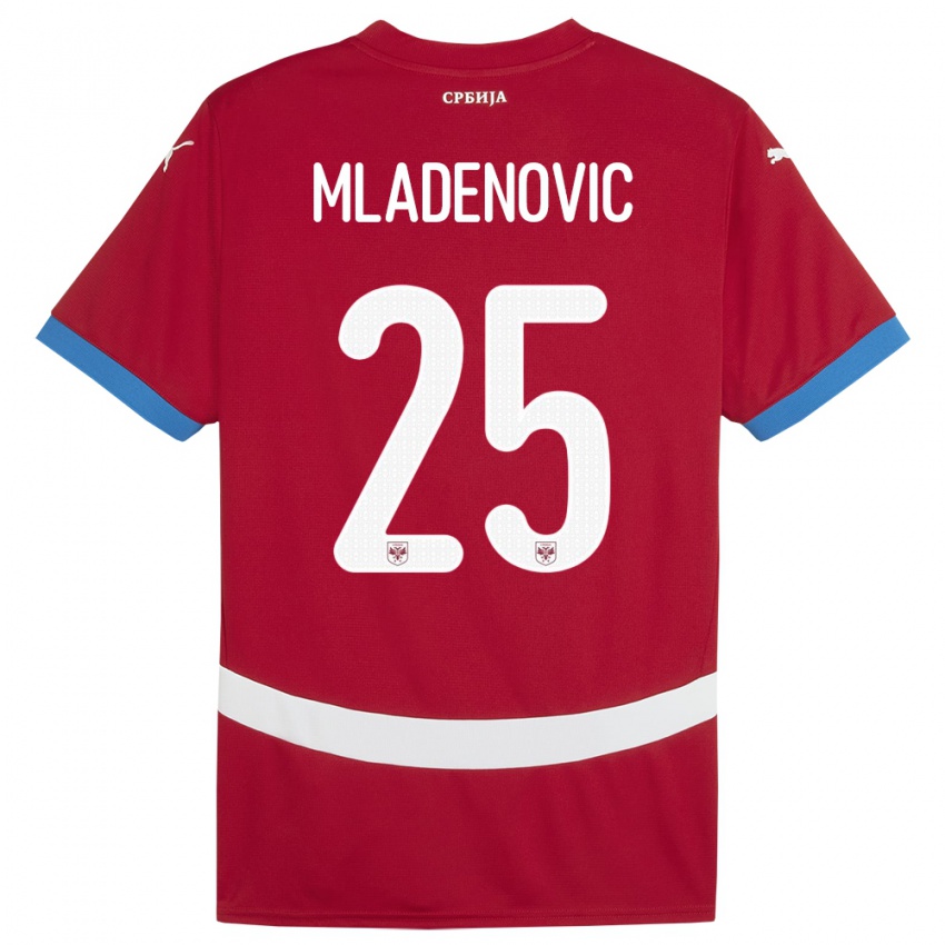 Hombre Camiseta Serbia Filip Mladenovic #25 Rojo 1ª Equipación 24-26 La Camisa México