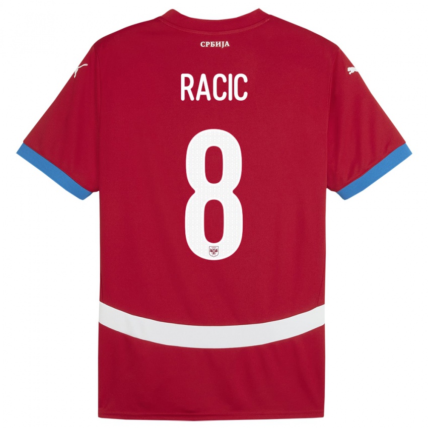 Hombre Camiseta Serbia Uros Racic #8 Rojo 1ª Equipación 24-26 La Camisa México