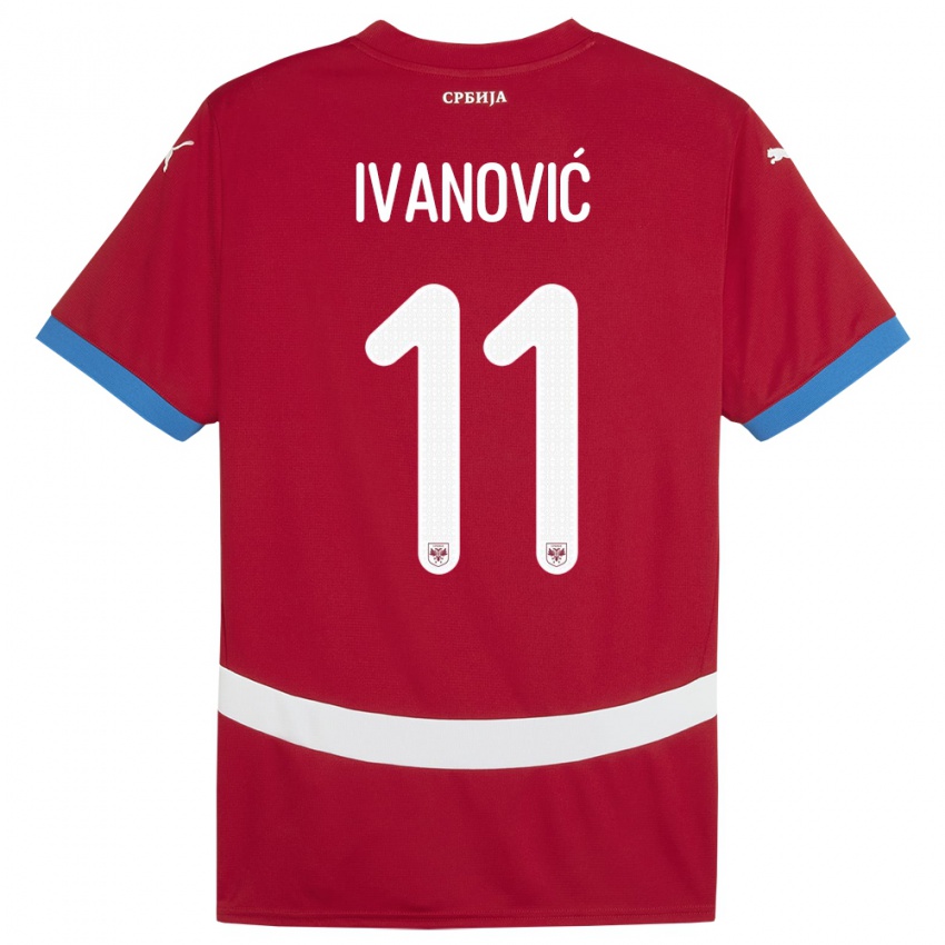 Hombre Camiseta Serbia Miljana Ivanovic #11 Rojo 1ª Equipación 24-26 La Camisa México