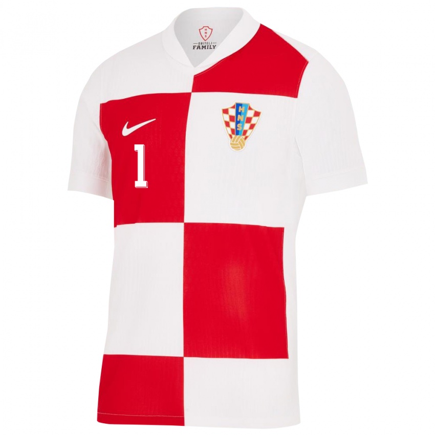 Hombre Camiseta Croacia Dominik Kotarski #1 Blanco Rojo 1ª Equipación 24-26 La Camisa México