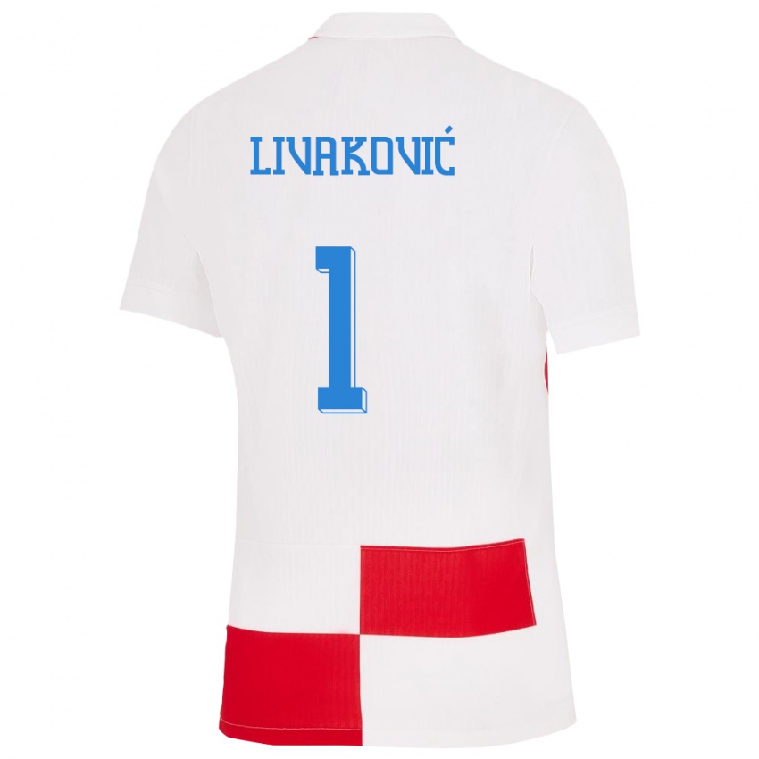 Hombre Camiseta Croacia Dominik Livakovic #1 Blanco Rojo 1ª Equipación 24-26 La Camisa México