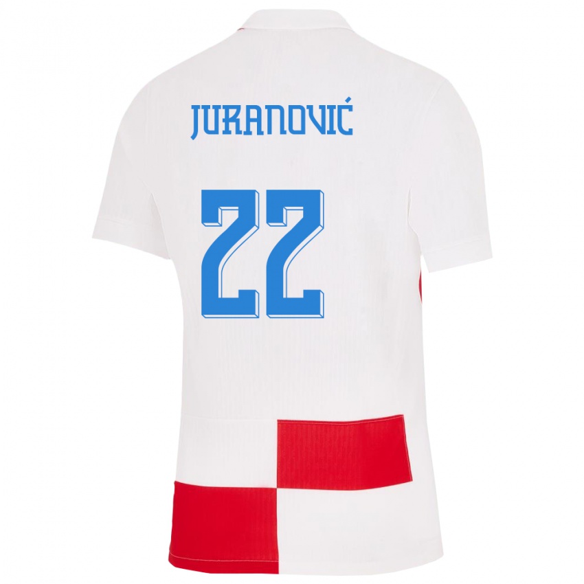 Hombre Camiseta Croacia Josip Juranovic #22 Blanco Rojo 1ª Equipación 24-26 La Camisa México