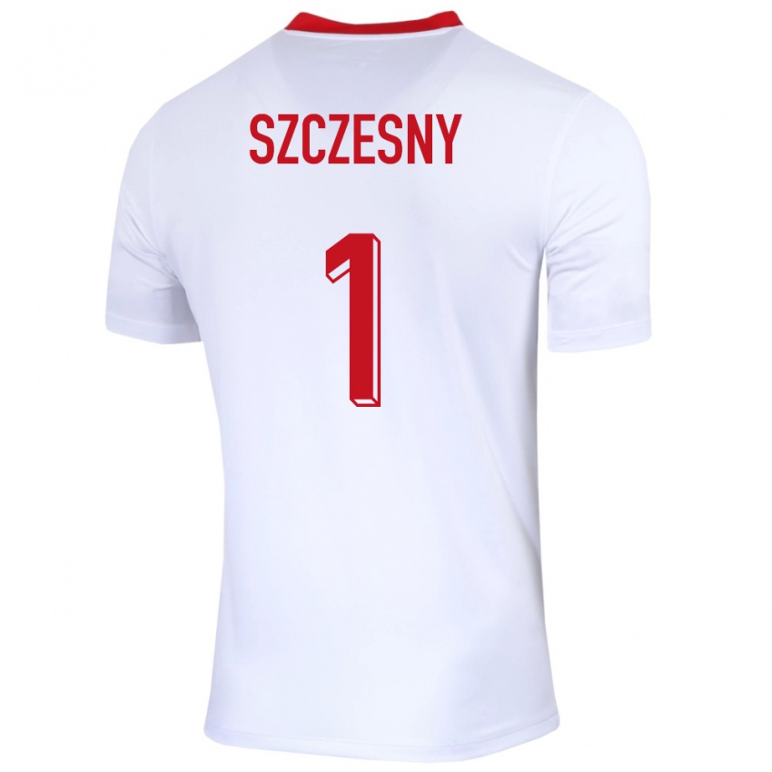 Hombre Camiseta Polonia Wojciech Szczesny #1 Blanco 1ª Equipación 24-26 La Camisa México