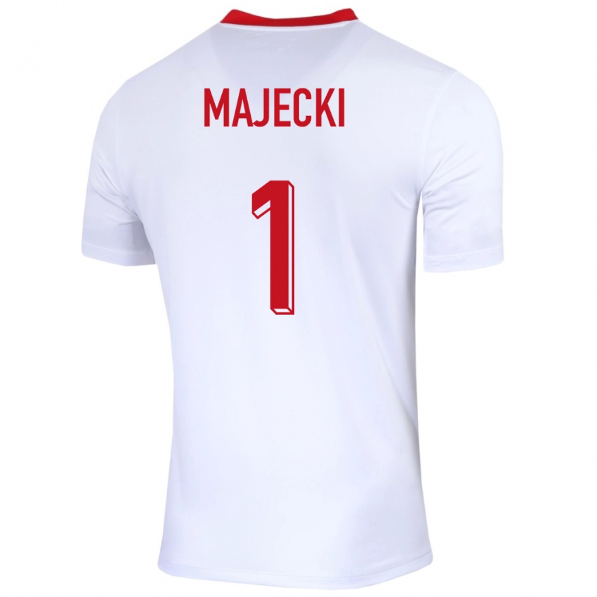 Hombre Camiseta Polonia Radoslaw Majecki #1 Blanco 1ª Equipación 24-26 La Camisa México