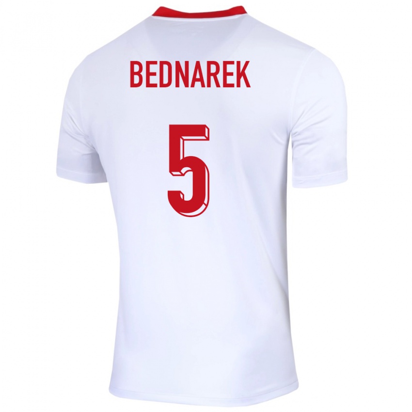 Hombre Camiseta Polonia Jan Bednarek #5 Blanco 1ª Equipación 24-26 La Camisa México