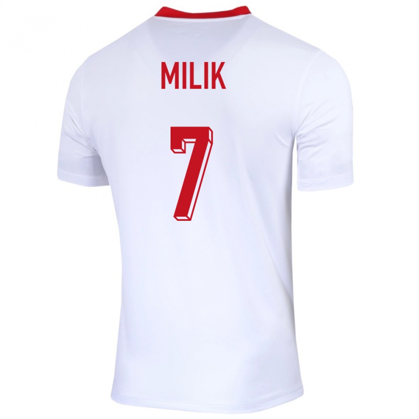 Hombre Camiseta Polonia Arkadiusz Milik #7 Blanco 1ª Equipación 24-26 La Camisa México
