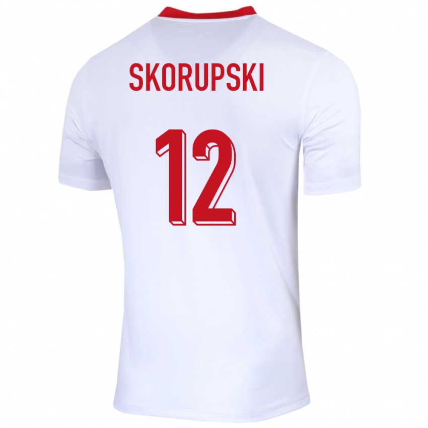 Hombre Camiseta Polonia Lukasz Skorupski #12 Blanco 1ª Equipación 24-26 La Camisa México