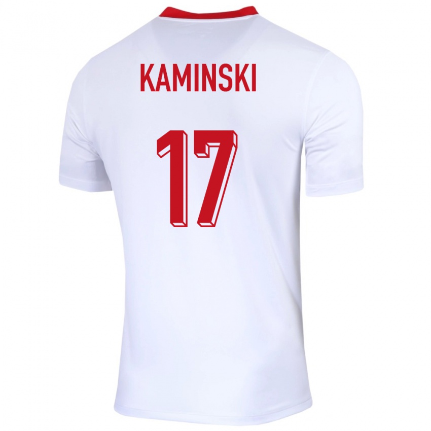 Hombre Camiseta Polonia Jakub Kaminski #17 Blanco 1ª Equipación 24-26 La Camisa México