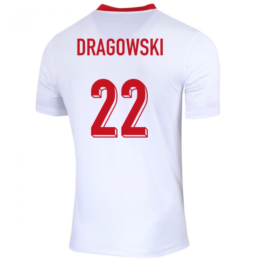 Hombre Camiseta Polonia Bartlomiej Dragowski #22 Blanco 1ª Equipación 24-26 La Camisa México