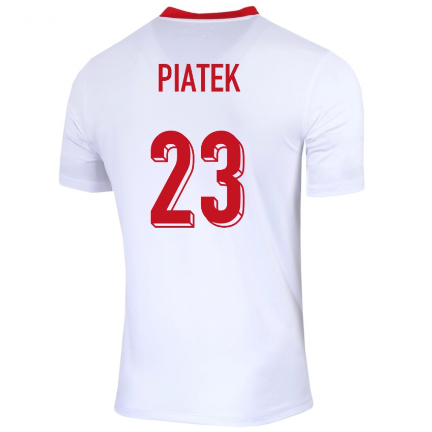 Hombre Camiseta Polonia Krzysztof Piatek #23 Blanco 1ª Equipación 24-26 La Camisa México