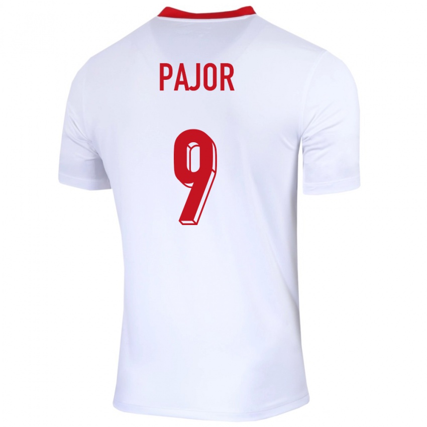 Hombre Camiseta Polonia Ewa Pajor #9 Blanco 1ª Equipación 24-26 La Camisa México