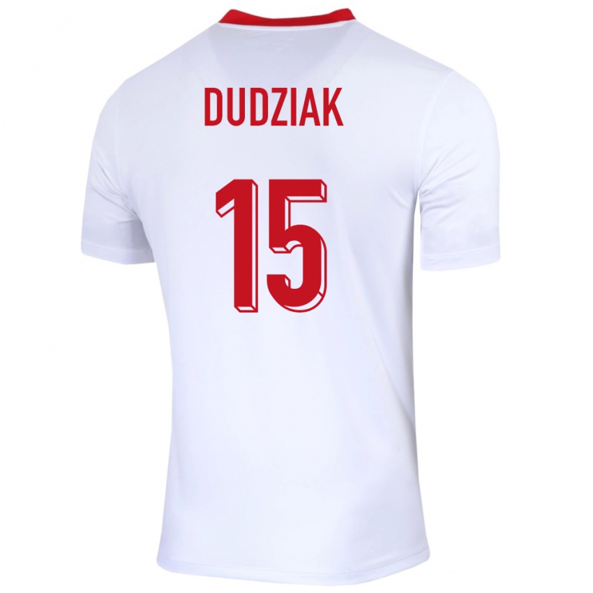 Hombre Camiseta Polonia Aleksandra Dudziak #15 Blanco 1ª Equipación 24-26 La Camisa México