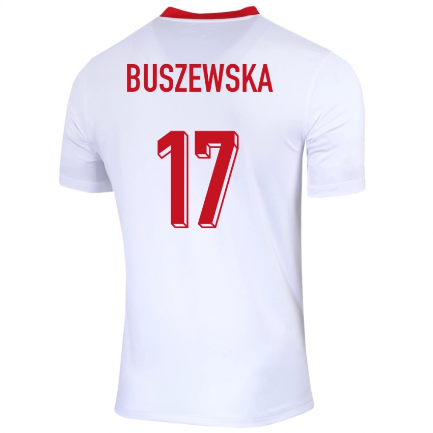 Hombre Camiseta Polonia Zofia Buszewska #17 Blanco 1ª Equipación 24-26 La Camisa México