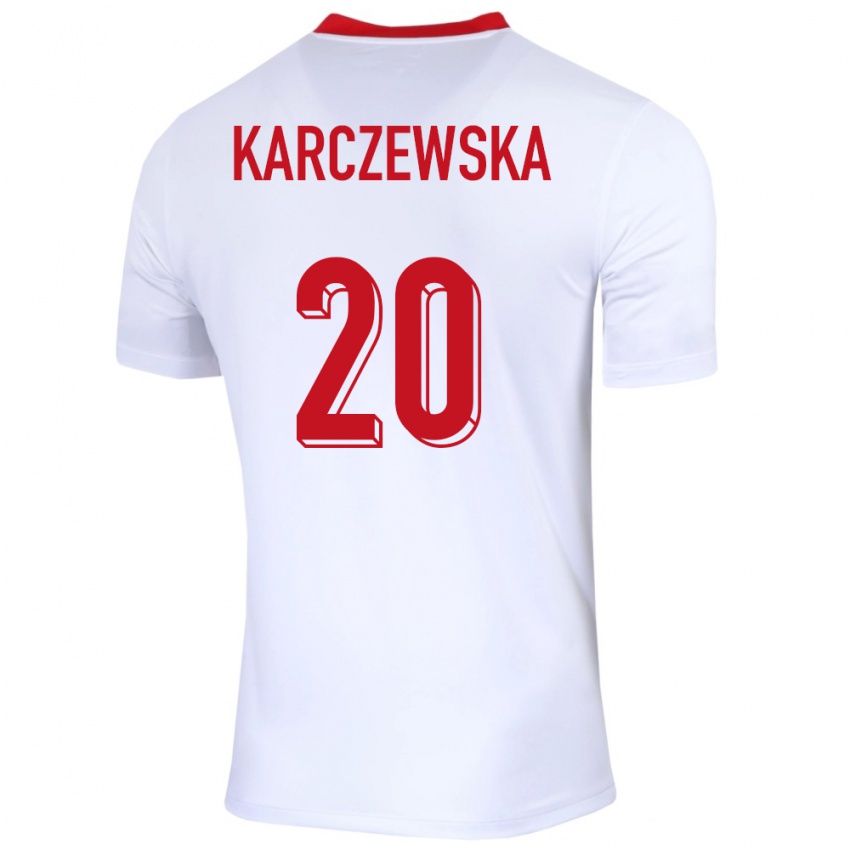 Hombre Camiseta Polonia Nikola Karczewska #20 Blanco 1ª Equipación 24-26 La Camisa México