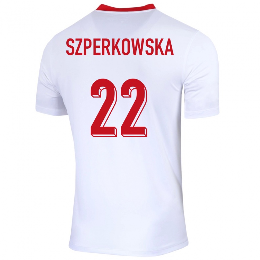 Hombre Camiseta Polonia Oliwia Szperkowska #22 Blanco 1ª Equipación 24-26 La Camisa México