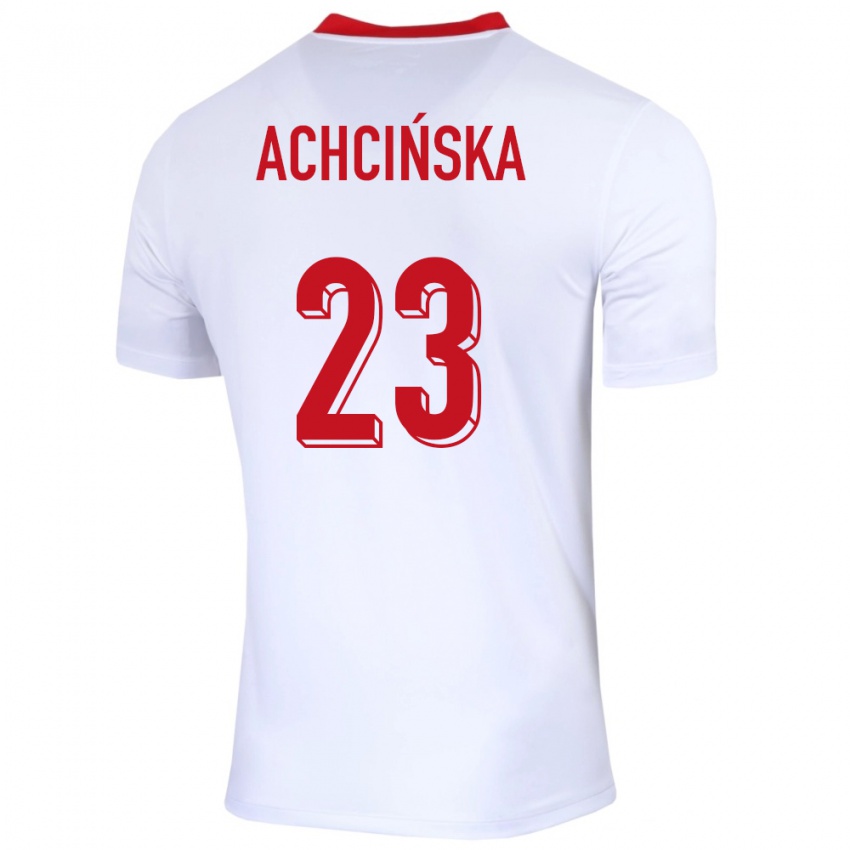 Hombre Camiseta Polonia Adriana Achcinska #23 Blanco 1ª Equipación 24-26 La Camisa México