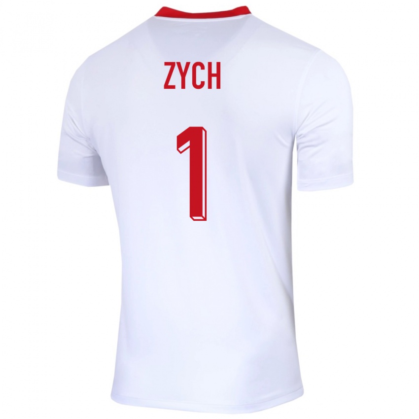 Hombre Camiseta Polonia Oliwier Zych #1 Blanco 1ª Equipación 24-26 La Camisa México