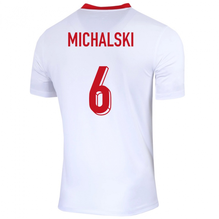 Hombre Camiseta Polonia Szymon Michalski #6 Blanco 1ª Equipación 24-26 La Camisa México