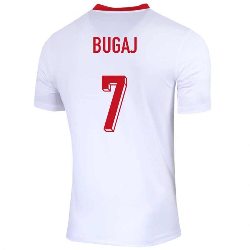 Hombre Camiseta Polonia Dawid Bugaj #7 Blanco 1ª Equipación 24-26 La Camisa México
