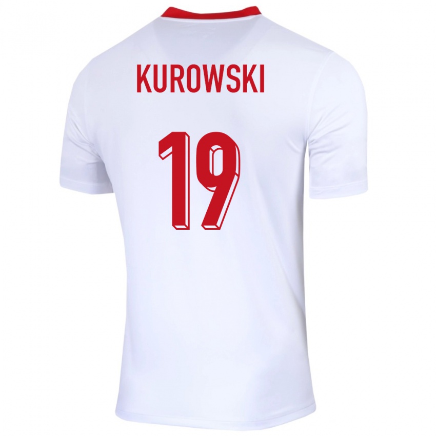 Hombre Camiseta Polonia Milosz Kurowski #19 Blanco 1ª Equipación 24-26 La Camisa México